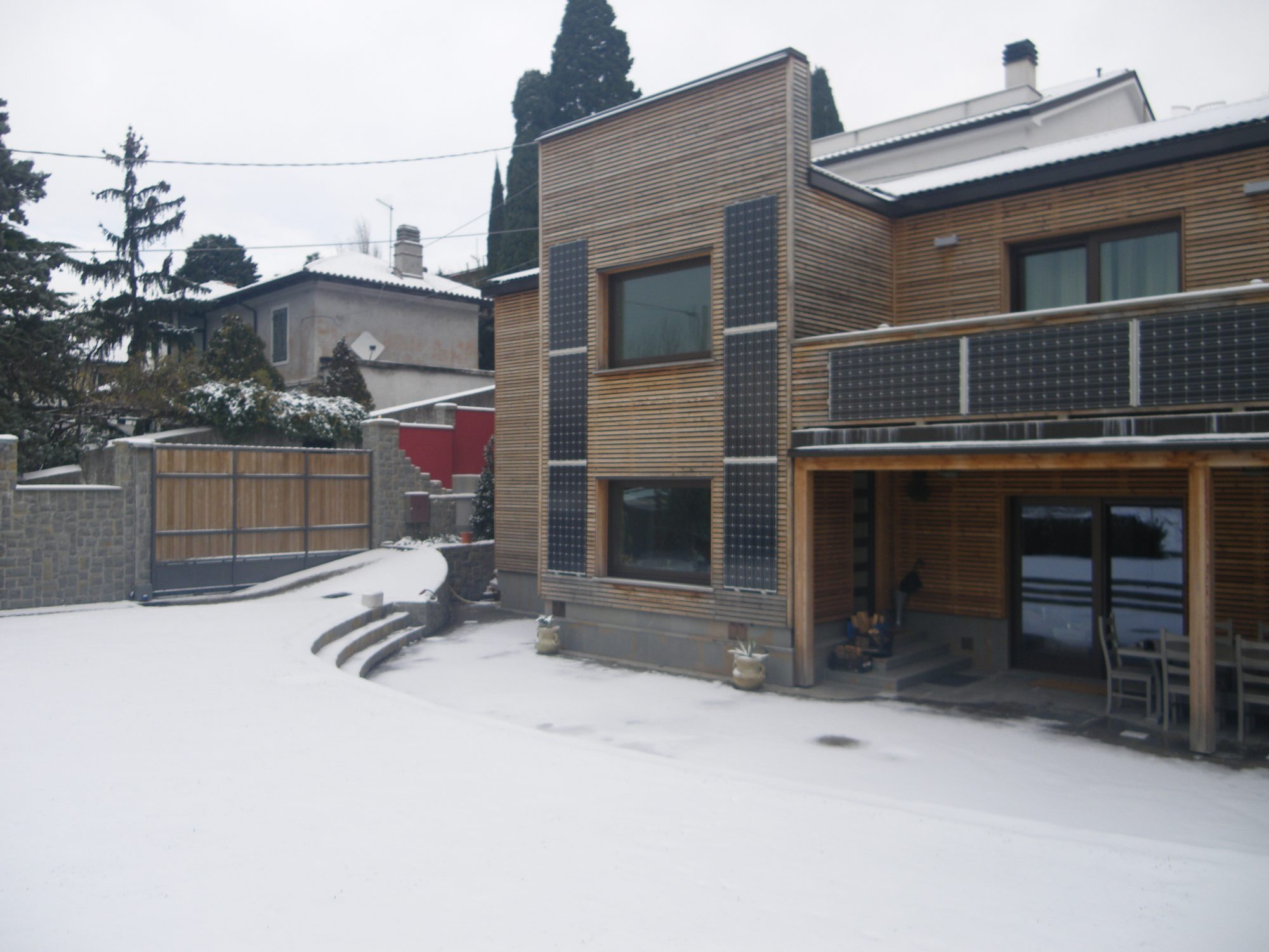 Larch wood facade on residential building